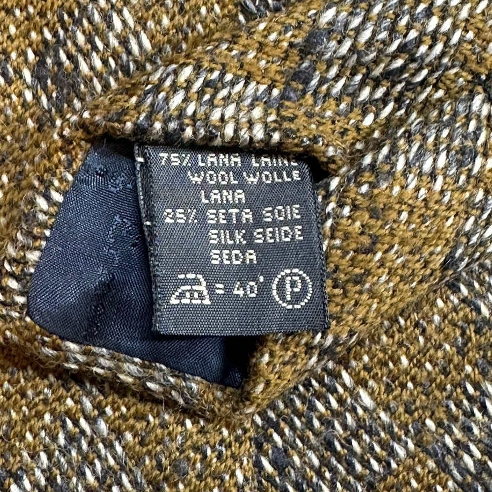 Ermenegildo Zegna Wool Silk Check Plaid Tie Brown Textured Italy NWOT 57x3.75in - Picture 5 of 8